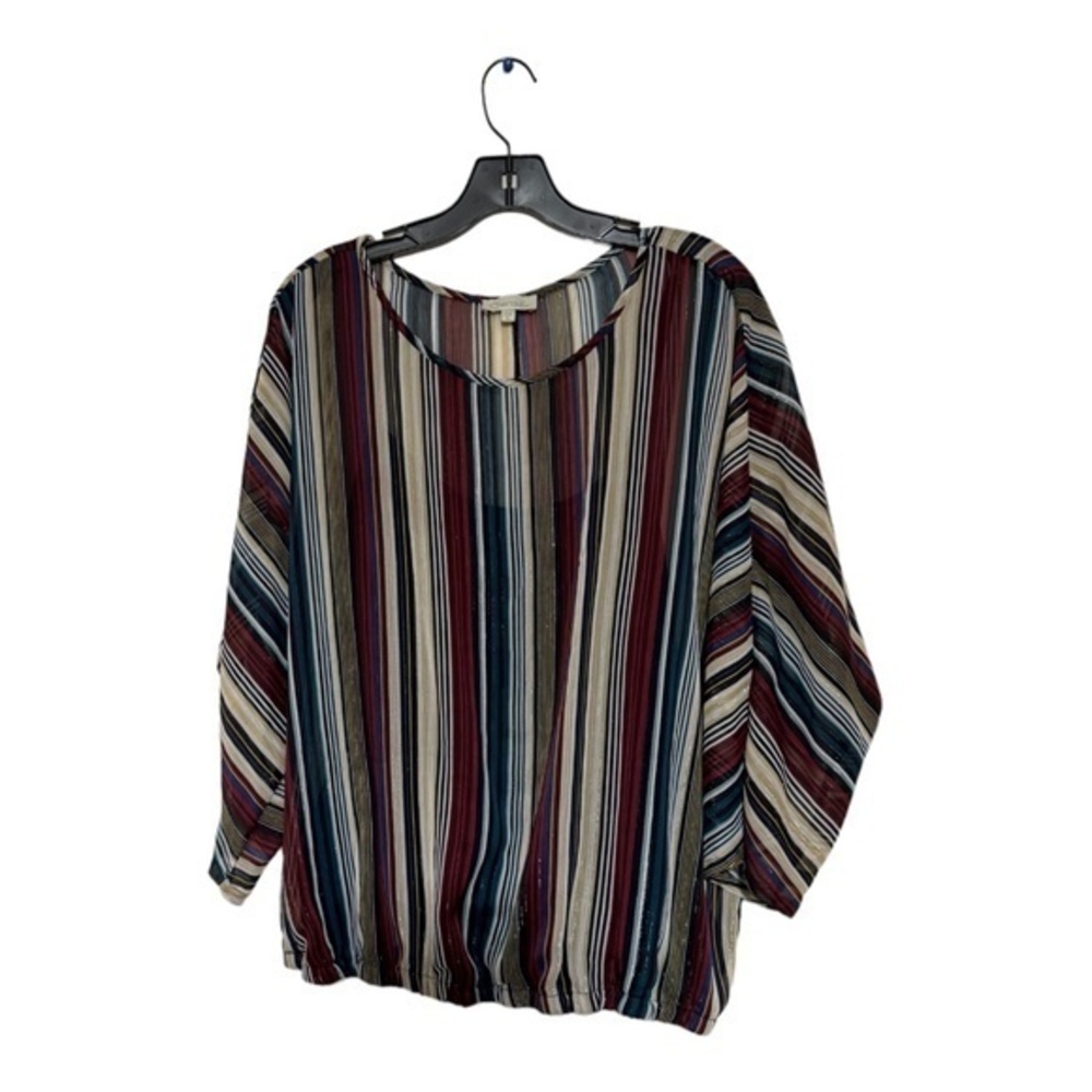 Chenault Womens Striped Blouse Elastic Waist Dolman Sleeve Size XL